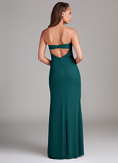Azazie Leonis Bridesmaid Dresses Peacock Sheath Strapless Mesh Convertible Dress image5