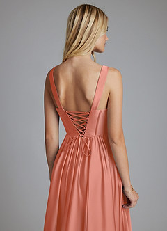 Azazie Delmie Brudtärnklänningar Klä av A-Linje i Stretch Satin Korsett Laxrosa image3