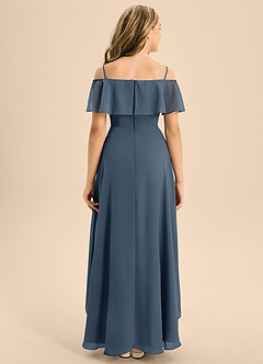 Azazie Maggie Junior A-Linie Schulterfrei Chiffon Kleid Neptunblau image2