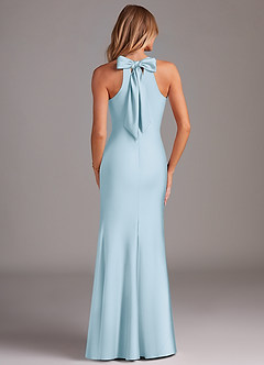Azazie Doretta Bridesmaid Dresses Sky Blue Mermaid Pleated Stretch Satin Dress image2
