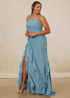 Christian Siriano Bridal for Azazie 1006 Bridesmaid Dresses Moody Blue Mermaid Ruched Chiffon Dress image11