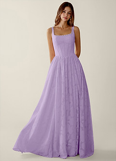 formal a line dress Luxury Feathers Lilac Evening Dress with Cape Sleeves SS381 – SHARONSAID main image 1