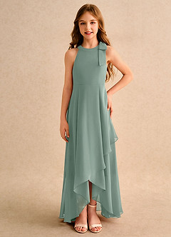 Azazie Boop Girls Formal Abiti da Ragazza di Fiori Abito A-Line in Chiffon Fiocco Salvia Argentata image3