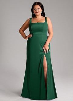 Azazie Frostine Bridesmaid Dresses Dark Green A-Line Bow Stretch Satin Dress image14