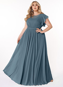 Azazie Daphne Modest Bridesmaid Dresses A-Line Ruffled Chiffon Floor-Length Dress image6