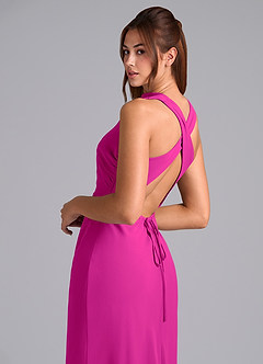 Azazie Evadne Vestidos de damas de honor Vestido de Fucsia de Gasa de Corte en A con Plisado image8