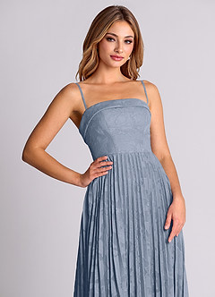 Azazie Mariana Brautjungfernkleider Wandelbar A-Linie Schulterfrei Blumen-Burnout Kleid Staubblau image2