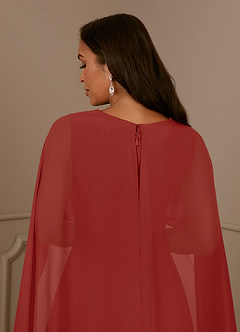 Azazie Isa Mère de la mariée Robes Robe Trapèze en Mousseline de soie Col V plissé Terracotta image6