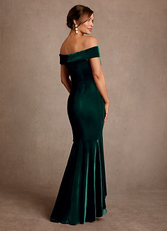 Azazie Billings vestidos de madre de la novia Vestido de Esmeralda de terciopelo de Corte Sirena con Vestidos sin tirantes image3