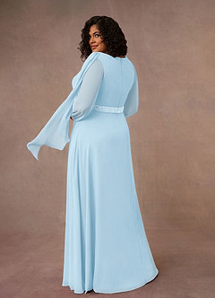 Azazie Priyanka Mother of the Bride Dresses Sky Blue A-Line Boatneck Pleated Chiffon Dress image6