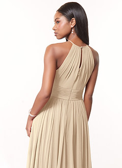 Azazie Cherish Robes de demoiselle d'honneur Robe Trapèze en Mousseline de soie Plissée Champagne image5