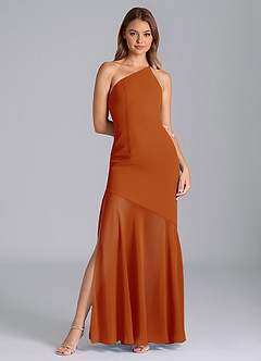 Azazie Tilla Jurken voor bruidsmeisjes Jurk van Chiffon met Zeemeermin One-Shoulder Paprika image3