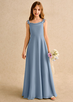 Azazie Puppy Girls Formal Flower Girl Dresses Dusty Blue A-Line Pleated Chiffon Dress image5