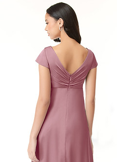 Azazie Allessia Maternity Bridesmaid Dresses A-Line Pleated Stretch Satin Floor-Length Dress image7
