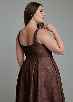 Azazie Amalie Bridesmaid Dresses Ganache A-Line Pleated Floral Burnout Dress image8