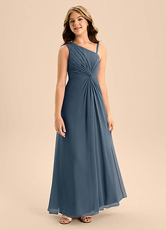 Azazie Brooke Junior Neptune A-Line Side Slit Chiffon Dress image5