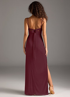 Azazie Mai Bridesmaid Dresses Cabernet Sheath Pleated Mesh Dress image5