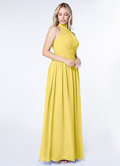 Azazie Iman Bridesmaid Dresses Canary A-Line A-Line Ruched Chiffon Dress image3