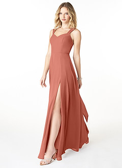 Azazie Julie Bridesmaid Dresses Clay A-Line Sweetheart Neckline Chiffon Dress image3
