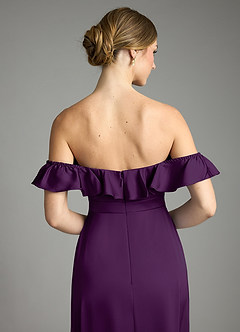 Azazie Lyra Bridesmaid Dresses Grape A-Line Off the Shoulder Stretch Satin Convertible Dress image9