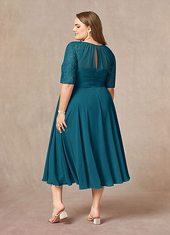 Azazie Dorothea Abiti per la Madre della Sposa Abito A-Line in Chiffon in Pizzo con Scollo a U Blu Inchiostro image6