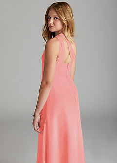 Azazie Maive Junior Coral A-Line Pleated Chiffon Dress image6