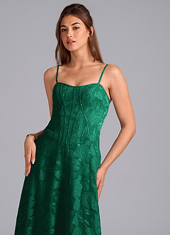 Azazie Stasy Bridesmaid Dresses Emerald A-Line Sweetheart Neckline Floral Burnout Dress image6