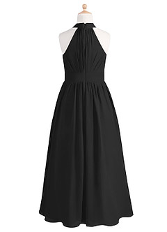 Azazie Iman Junior Black A-Line Pleated Chiffon Dress image7