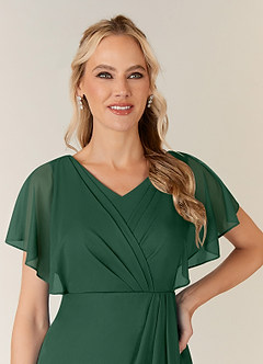 Azazie Waverly Kleider für die Brautmutter Etui Plissee Gittergewebe Kleid Dunkelgrün image6