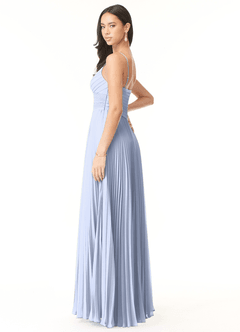 Azazie Vini Robes de demoiselle d'honneur Robe Trapèze en Mousseline de soie Col V plissé Eis image4