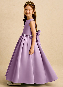 Azazie Daisies Robe Demoiselle D'honneur Fillette Robe Princesse en Mat Satiné Arc Glycine image4