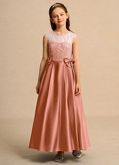 Azazie Candy Girl Jurken voor bloemenmeisjes Baljurk Jurk van Mat Satijn Boog Meer Gesneden image6