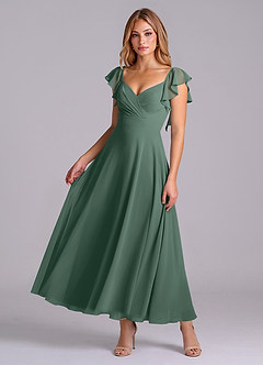 Azazie Leilani Bridesmaid Dresses Sea Moss A-Line Ruched Chiffon Dress image1