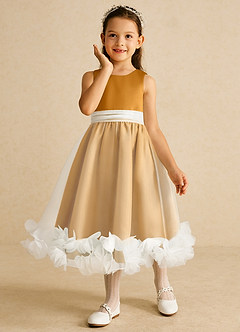 Azazie Stardust vestidos de niña de las flores Vestido de Caramelo de Organza de Corte En A con Sin mangas image5