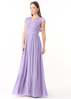 Azazie Organa Robes de demoiselle d'honneur Robe Trapèze en Mousseline de soie Plissée Lilas image3