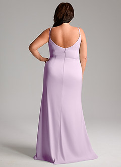 Azazie Deandra Bridesmaid Dresses Frosted Lilac Mermaid Pleated Stretch Satin Dress image8