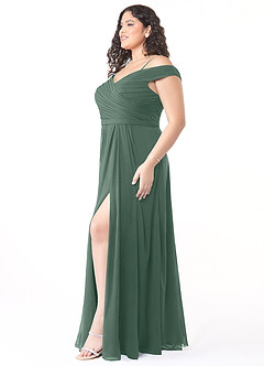 Azazie Audrianna Bridesmaid Dresses Sea Moss A-Line Off-The-Shoulder Gathered Chiffon Convertible Dress image9