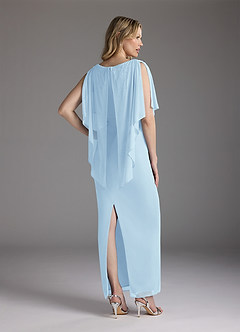 Azazie Aspyn Mother of the Bride Dresses Sky Blue Sheath Beaded Mesh Dress image8