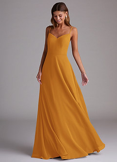 Azazie Marley Bridesmaid Dresses Butterscotch A-Line Off the Shoulder Chiffon Convertible Dress image5