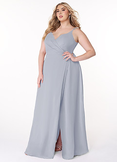 Azazie Lennon Bridesmaid Dresses Dusty Lavender A-Line Lace Chiffon Dress image10