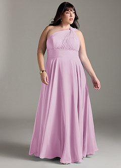Azazie Charlize Bridesmaid Dresses Candy Pink A-Line One Shoulder Chiffon Dress image9