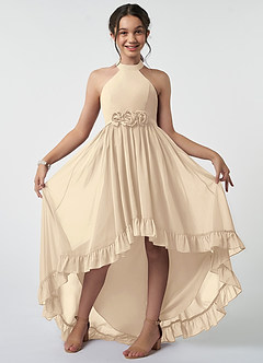 Azazie Hermione Junior Champagne A-Line Chiffon Dress image2