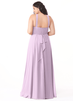 Azazie Dixie Brautjungfernkleider A-Linie Halter Gefaltet Chiffon Kleid Frostiges Flieder image10