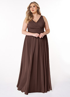 Azazie Kora Bridesmaid Dresses Ganache A-Line Pleated Chiffon Dress image10