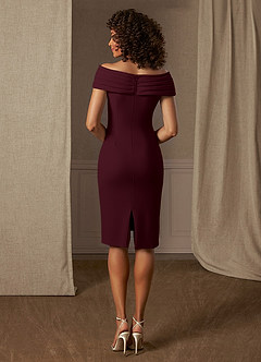 Azazie Monet Mother of the Bride Dresses Cabernet Sheath Pleated Stretch Crepe Dress image3