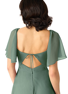 Azazie Chloe Robes de demoiselle d'honneur Robe Trapèze en Mousseline de soie Encolure en Forme de Cœur Eucalyptus image3