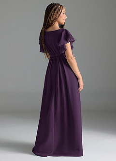 Azazie Daphne Junior Plum A-Line Pleated Chiffon Dress image5