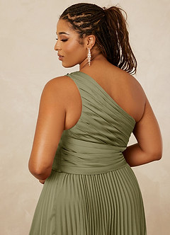 Christian Siriano Bridal for Azazie 1008 Bridesmaid Dresses Pistachio A-Line One Shoulder Stretch Satin Dress image15