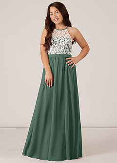 Azazie Fahari Junior A-Linie Spitze Chiffon Kleid Seemoos image1