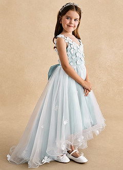 Azazie Celia Flower Girl Dresses Mist A-Line Lace Tulle Dress image3